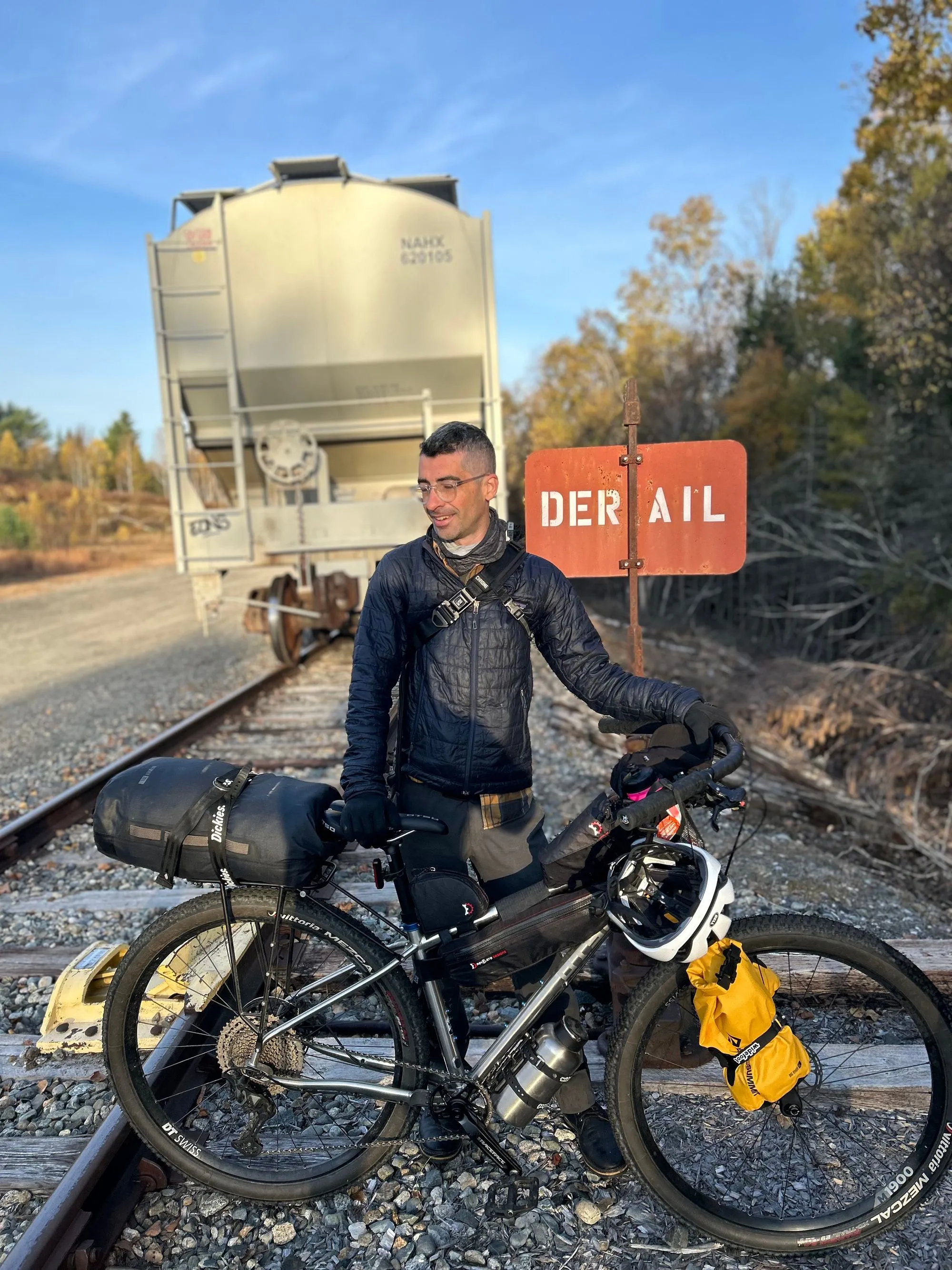 With my bike by the train at the start of day 2